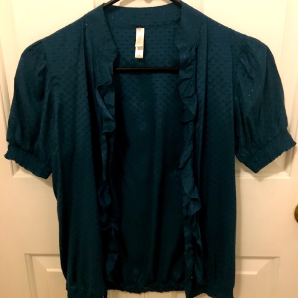 Satin Teal polka dots adorable blouse - Picture 1 of 9